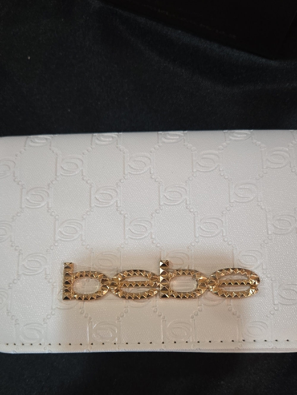 bebe White Embossed Logo Mini with Gold Hardware (NWT)